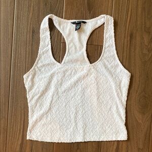 Victoria's Secret White Textured Cropped Tank Top Size M